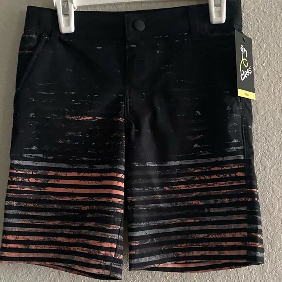 NWT Art Class Boy Black With Orange Stripes Swim Active Hybrid Shorts Size 6 - Picture 4 of 6